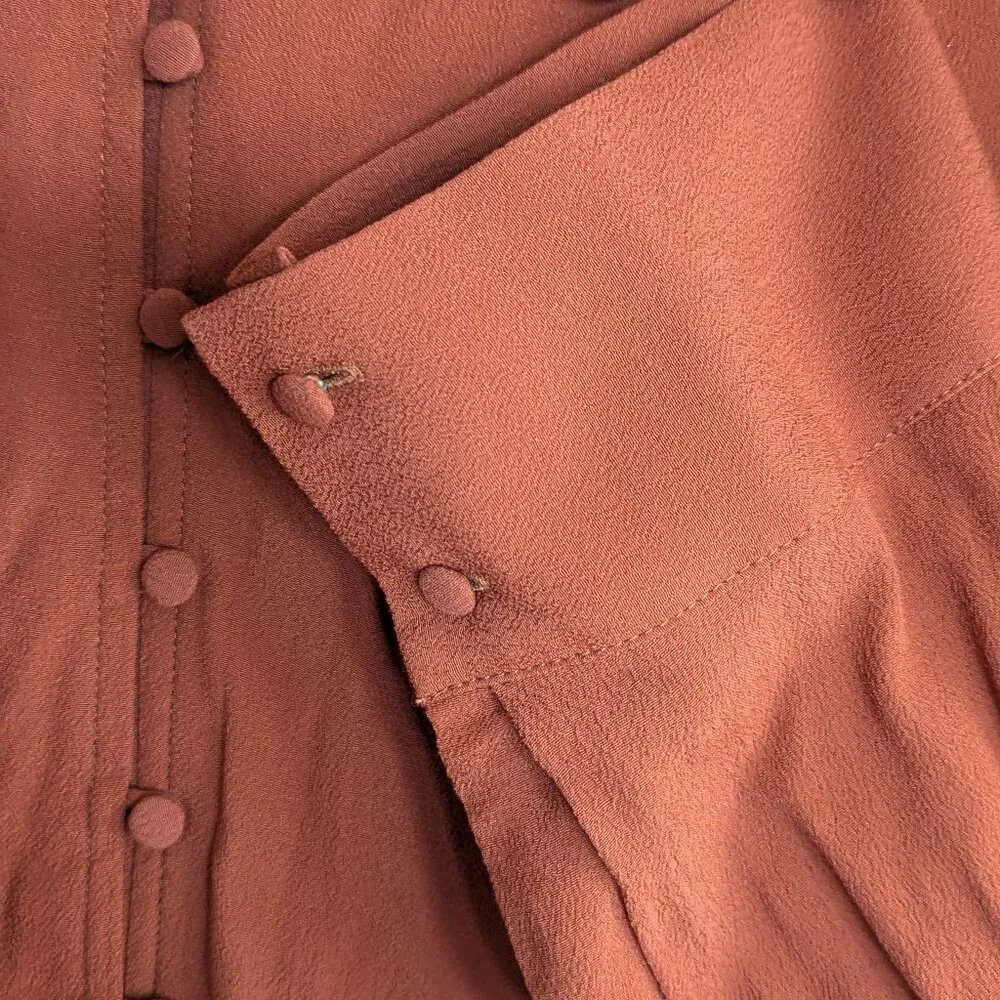 Madewell Heather Long Sleeve Button-down Dress, Rust Red, Size Large - Picture 4 of 13